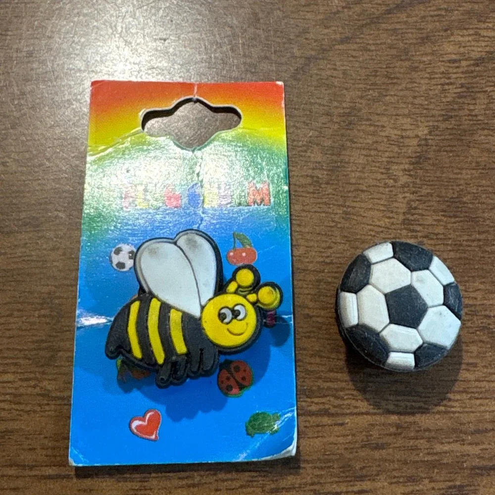Cute Bee Soccer Ball Plug Charm Set for‎ Crocs or Bracelets Shoe Decoration